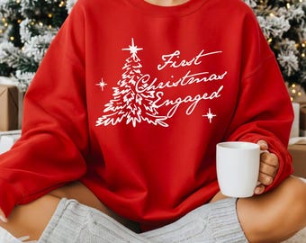Engaged Couple Christmas Sweatshirt, Couple Matching Sweater, First Christmas Engaged Sweatshirt, Engagement Christmas Sweatshirt