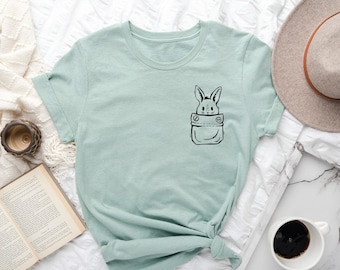 Bunny Shirt, Bunny Lover Shirt, Rabbit Lover Shirt, Easter Shirt, Easter Bunny Shirt, Cute Bunny Shirt, Animal Lover Shirt, Pocket Designs