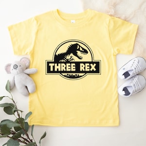 Three Rex Shirt, Three Years Old Boy Shirt, Third Birthday Shirt, Three Years Old Girl Shirt, Kids Dinosaur Shirt, Dinosaur Family Shirt