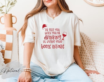 Funny Santa Drinking Shirt: Christmas Alcoholic Gift