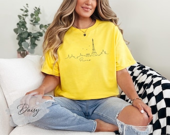 Paris Line Art Shirt: Eiffel Tower Silhouette Souvenir