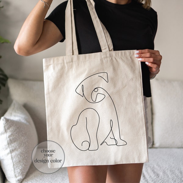 Dog Line Art Tote Bag, Dog Silhouette Tote Bag, Dog Drawing Tote Bag, Dog Lover Tote Bag, Dog Mom Tote Bag, Dog Owner Tote Bag, Animal Lover