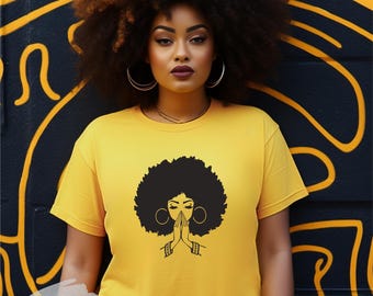 Afro Woman Praying T-Shirt: Black Girl Magic, Afrocentric Tee