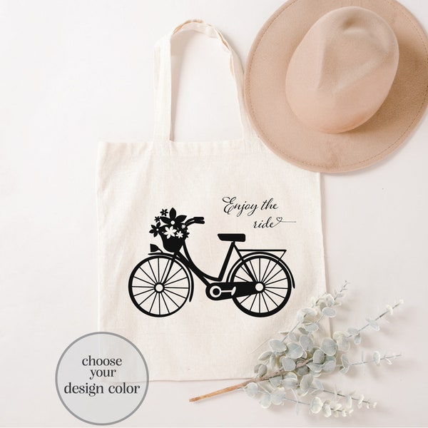 Biking Lover Tote Bag, Bicycle Tote Bag, Bicycle Rider Tote Bag, Bike Rider Tote Bag, Bike Lover Tote Bag, Enjoy The Ride Tote Bag