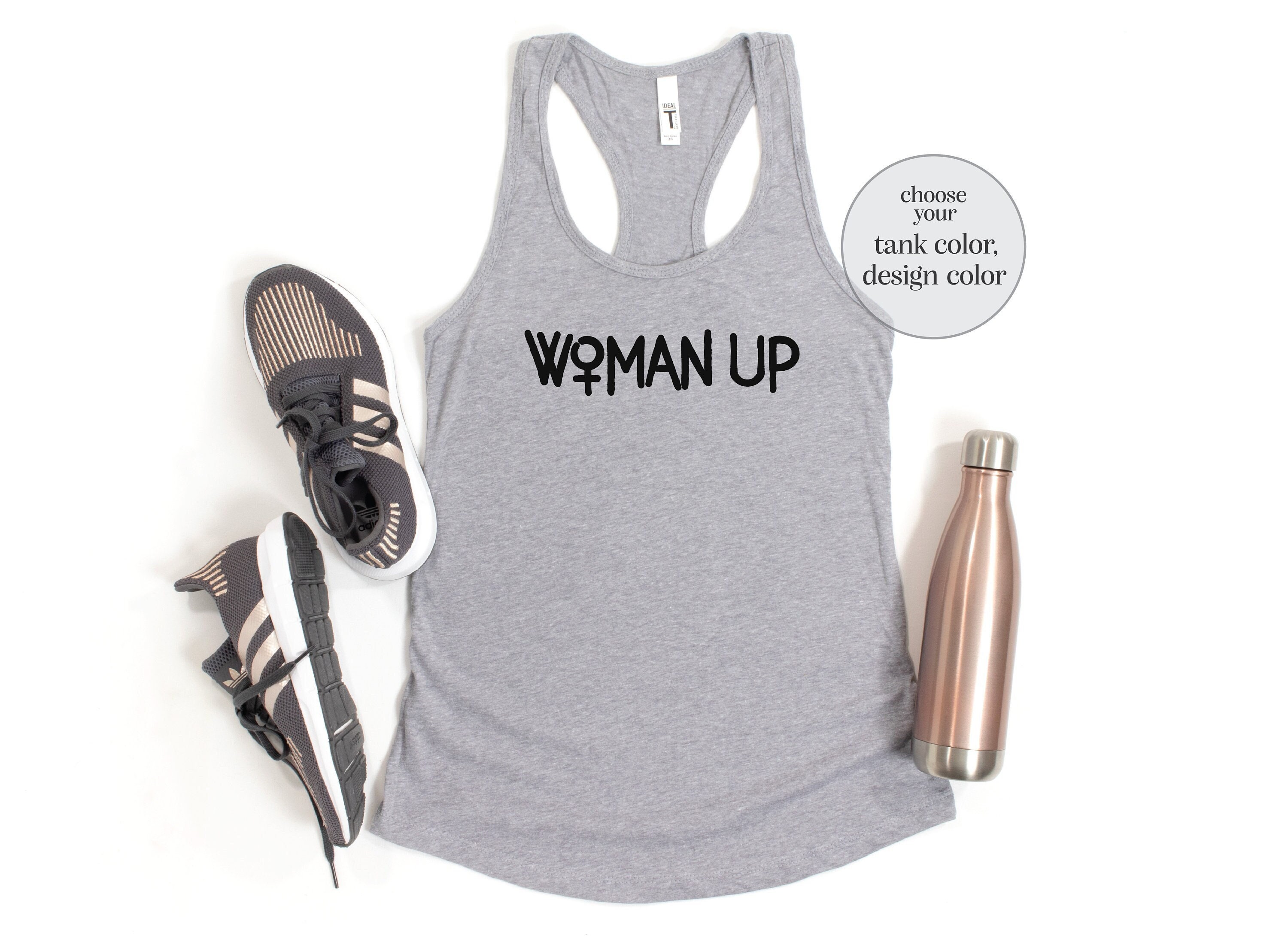 Woman Up Racerback Tank: Feminist Empowerment Cotton Top