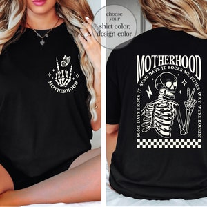 Funny Halloween Mom Shirt, Motherhood We're Rocking it Shirt, Cool Mom Shirt, Halloween Mom Gift, Front and Back Printed Shirts, Spooky Mom