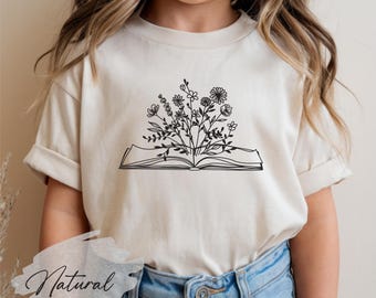 Floral Book T-shirt: Gift for Bookworms & Teachers