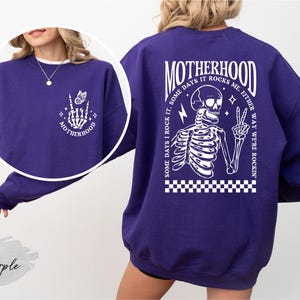 Funny Halloween Mom Sweatshirt, Motherhood We&#39;re Rocking it Sweatshirt, Cool Mom, Halloween Mom Gift, Front and Back Printed, Spooky Mom