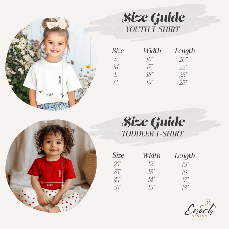 a child's size guide for a toddler