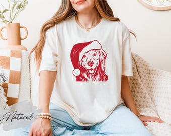 Golden Retriever Christmas Shirt: Santa Hat Dog Tee