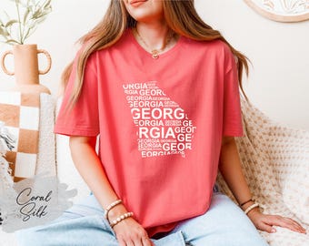 Georgia Map Shirt: Cotton Souvenir Tee - State Pride Gift