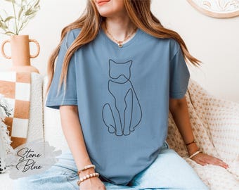 Cat Line Art Shirt: Abstract Silhouette, Cat Lover Gift