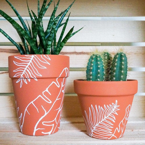Hand Painted Terracotta Pots Etsy