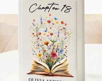 Chapter 18 Book Vase, Personalized Birthday Gift, Custom Name Floral Book Decor, Book Lover Vase, Reading Nook Home Decoration
