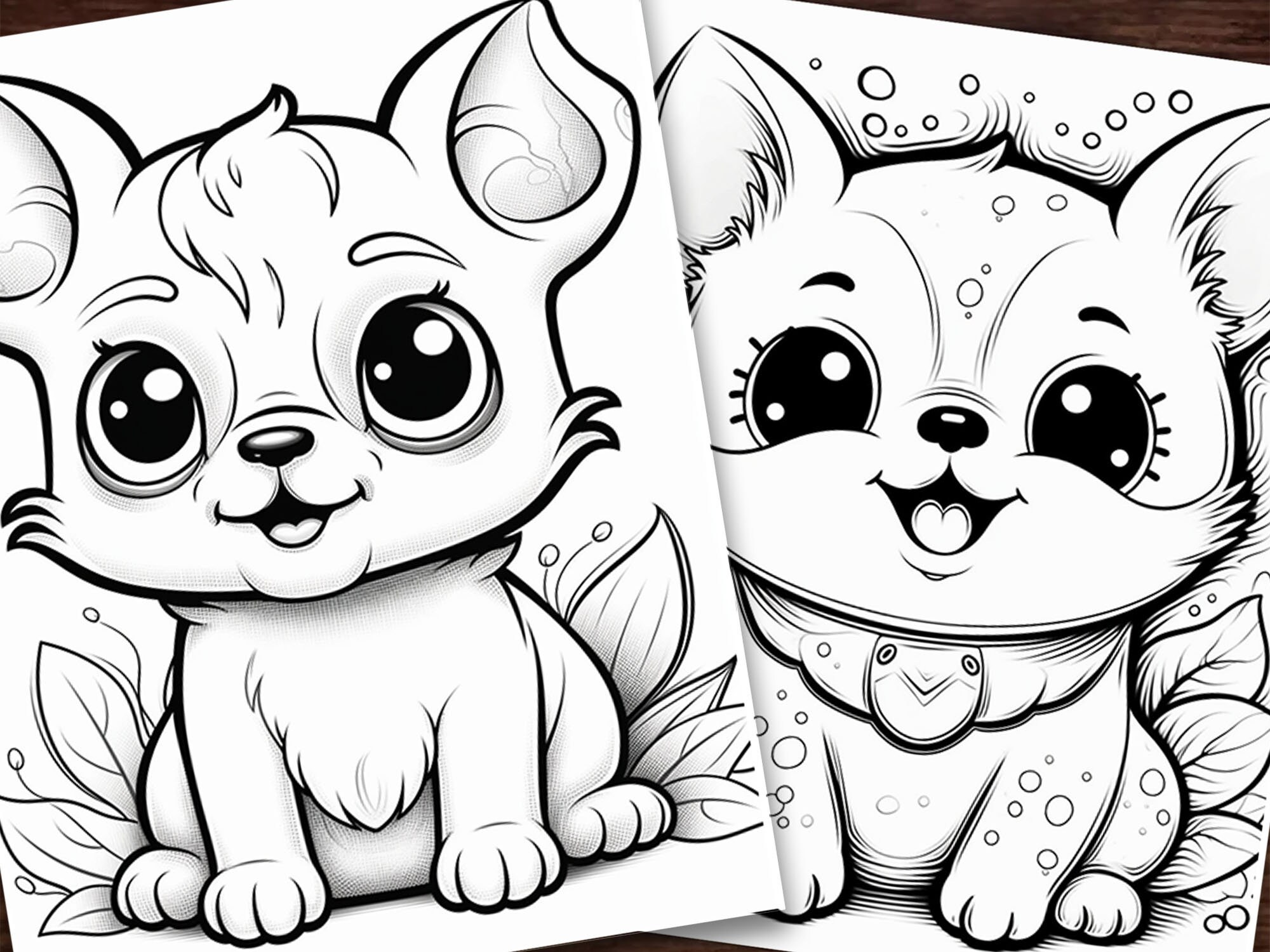 Baby Cute Dog Coloring Pages Adult Kid Coloring Instant Etsy Canada