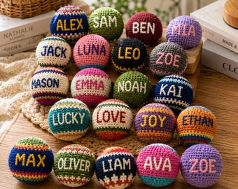 Personalized Crochet Hacky Sack, Custom Name Footbag Ball, Handmade Juggling Toy, Colorful Outdoor Game Gift for Kids Adults