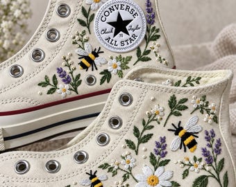 Celestial Embroidered Converse, Moon Star Constellation High Tops, Astrology Sneakers, Cosmic Galaxy Shoes, Stargazer Gift for Space Lover