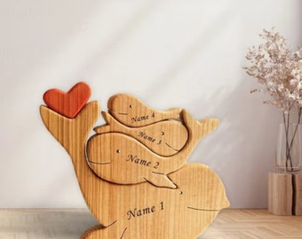 Custom Wooden Dolphin Puzzle, Dolphin Family Puzzle, Family Keepsake Gifts, Home and Decor Gifts, Gift For Parents, Christmas Gift