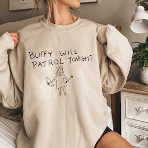Camiseta Buffy Will Patrol Tonight, moletom Buffy, camisa Sunnydale High School, camisas Buffy Show, camisa Vampire Slayer, roupas unissex