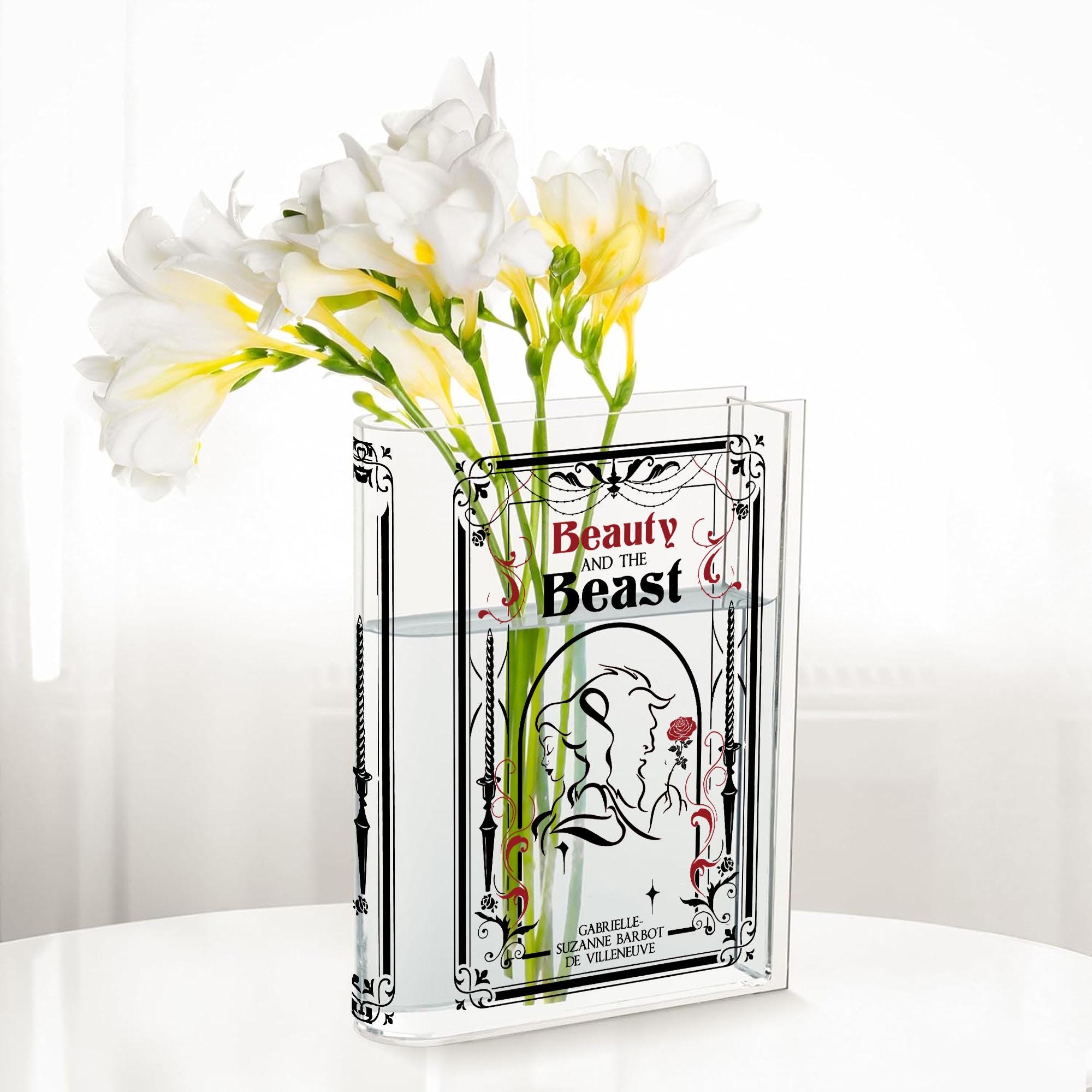 Beauty And The Beast Acrylic Book Vase, Acrylic Book Vase, Little Women Acrylic Book Vase, Book Shaped Flower Vase, Bookish Gift