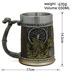 Viking Valhalla Ship Drinking Beer Coffee Mug 22 Oz, Viking Tankard Tree Yggdrasil, Valhalla Calling mug, Gift for Dad