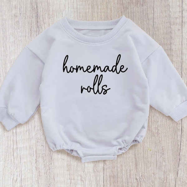 Homemade Rolls Retro Natural Baby Romper, Retro Fall Toddler sweater, Autumn Kids Clothes, Funny Thanksgiving Day Baby Bodysuit, Baby Shower