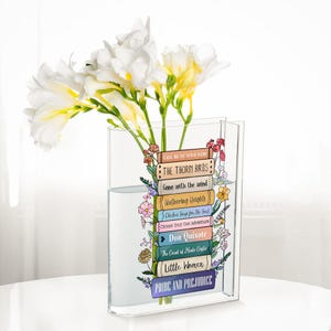 Personalized Eco-Friendly Acrylic Book Vase, Customizable with Your Favorite Book Titles, Unique Home Decor for Book Lovers