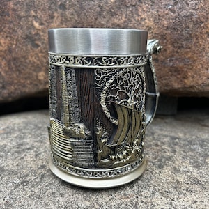 Viking Valhalla Ship Drinking Beer Coffee Mug 22 Oz, Viking Tankard Tree Yggdrasil, Valhalla Calling mug, Gift for Dad