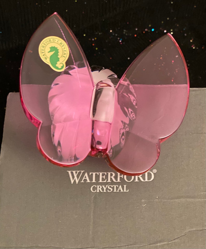 Waterford Pink Butterfly Lead Crystal Display