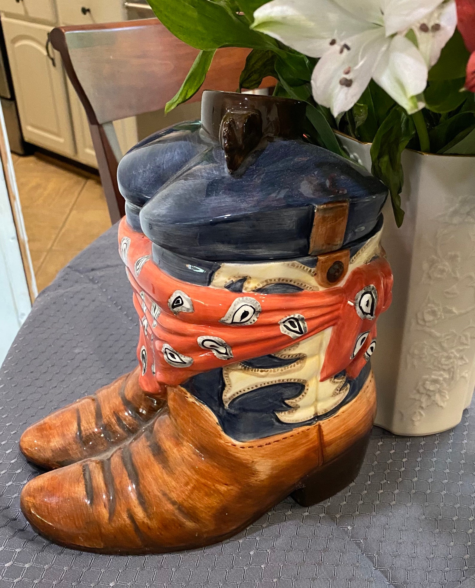 Cowboy boot cookie jar