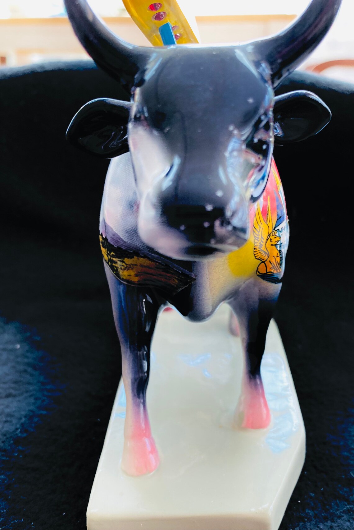 Cow Parade Las Vegas Figurine carrying the lights of Vegas on Etsy
