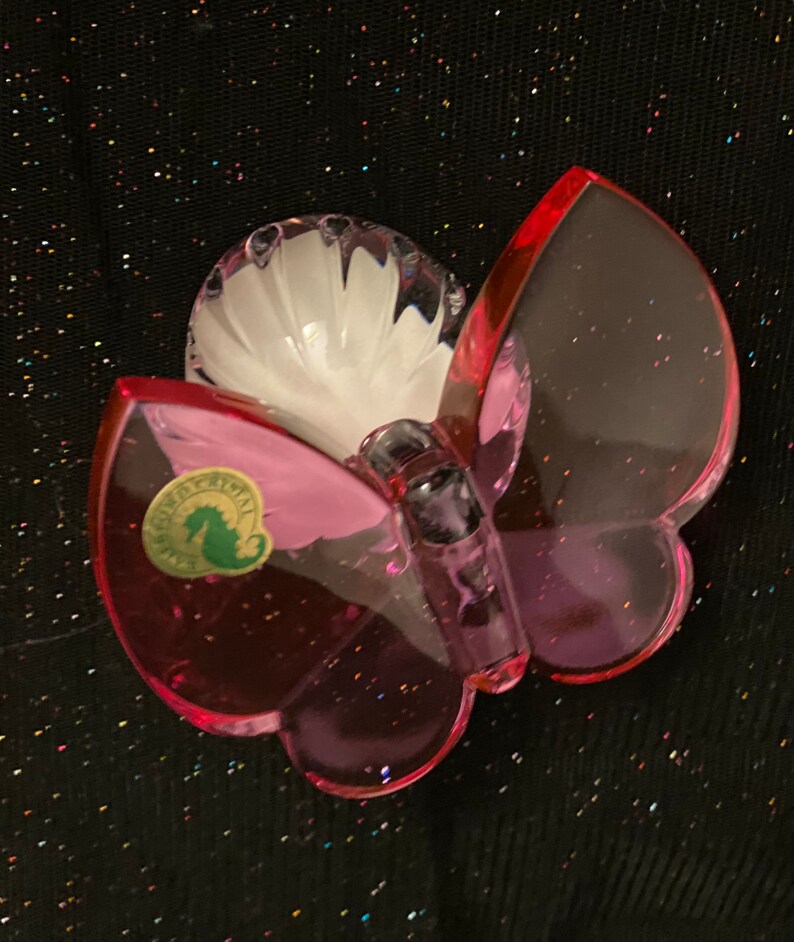 Waterford Pink Butterfly Lead Crystal Display