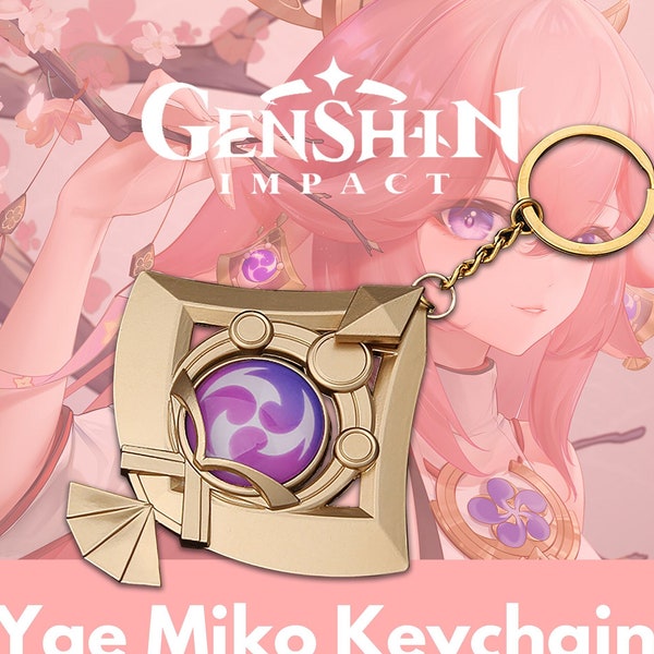 Genshin Impact-Yae Miko-Vision Schlüsselanhänger, Genshin Impact Schlüsselanhänger Liyue Visions Holographic Charm,Leuchtende Schlüsselanhänger