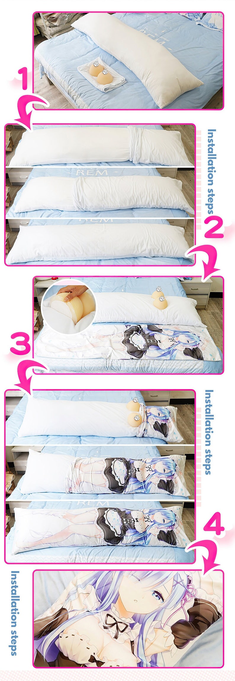 Accessoires de taie d'oreiller 3D, taie d'oreiller moulante 3D Dakimakura Anime image 10