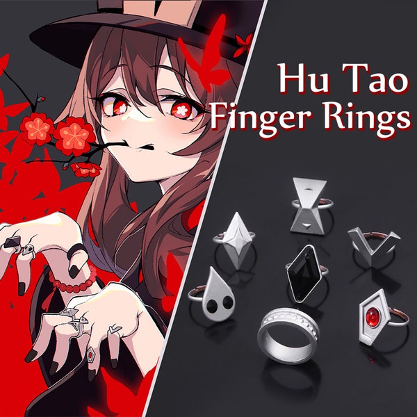 Genshin Impact Hu Tao Cosplay Ringe,Geisterringe,HuTao Ringe,Halloween verkleiden,verstellbar