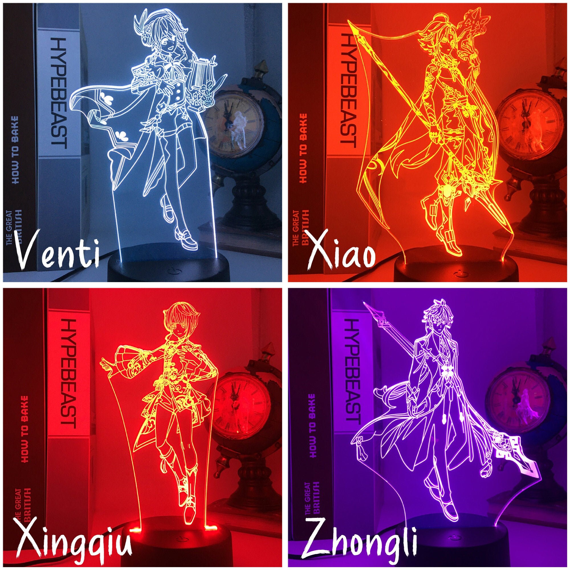 Genshin Impact Zhongli Tartaglia Hu Tao Xiao Venti Klee Ganyu Albedo  Keychain