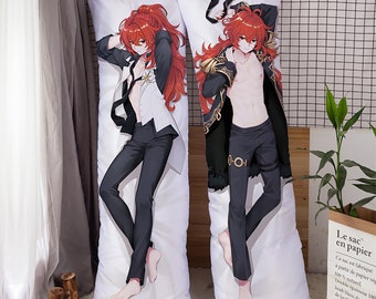 Genshin Impact-"Hot" Diluc-Dakimakura Anime étreignant corps taie d'oreiller