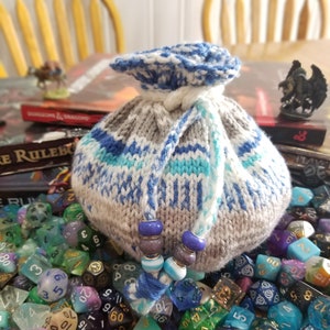 Frozen Wastes - Hand Knit Dice bag