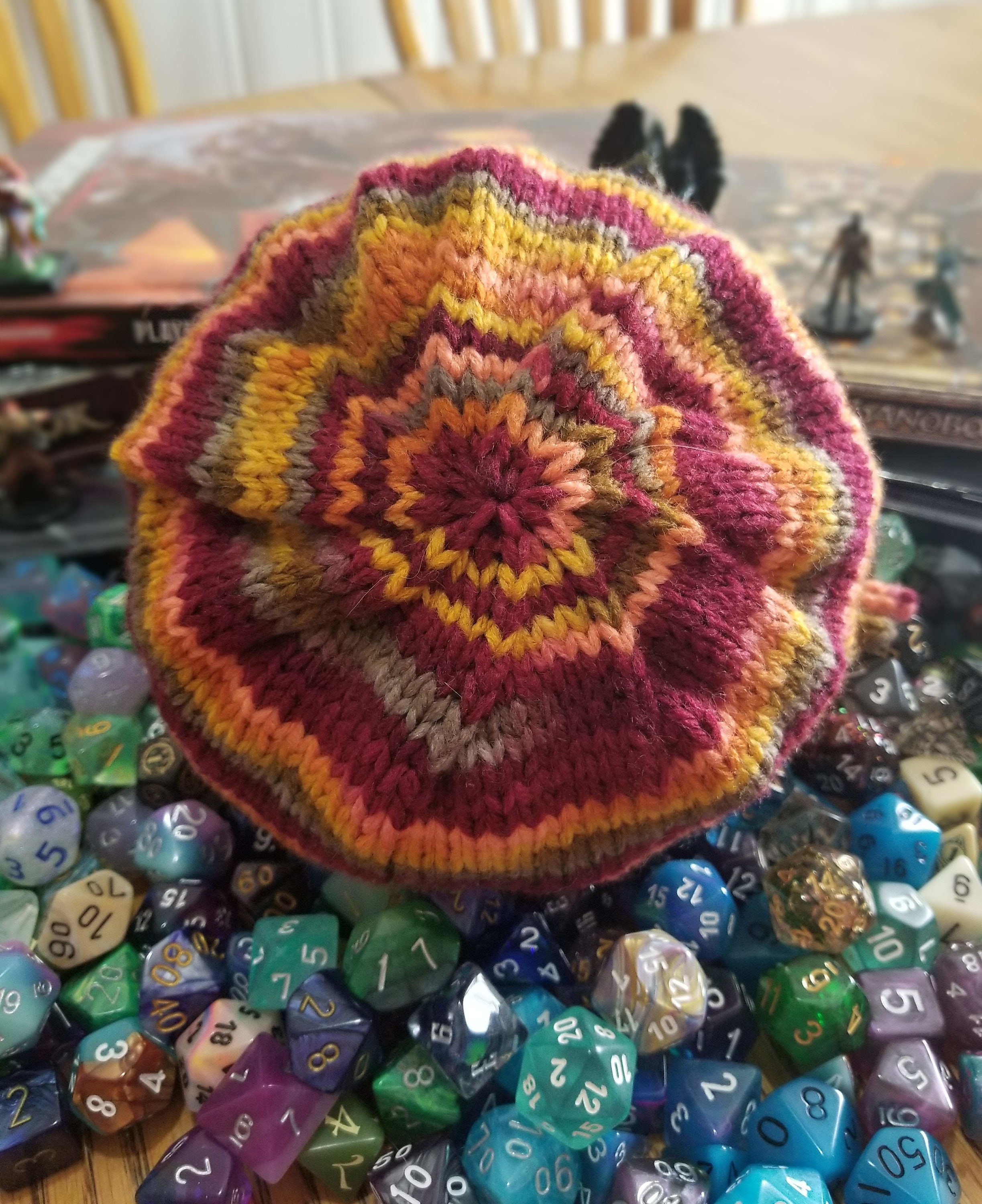 Falling Leaves Hand Knit Dice Bag Etsy UK