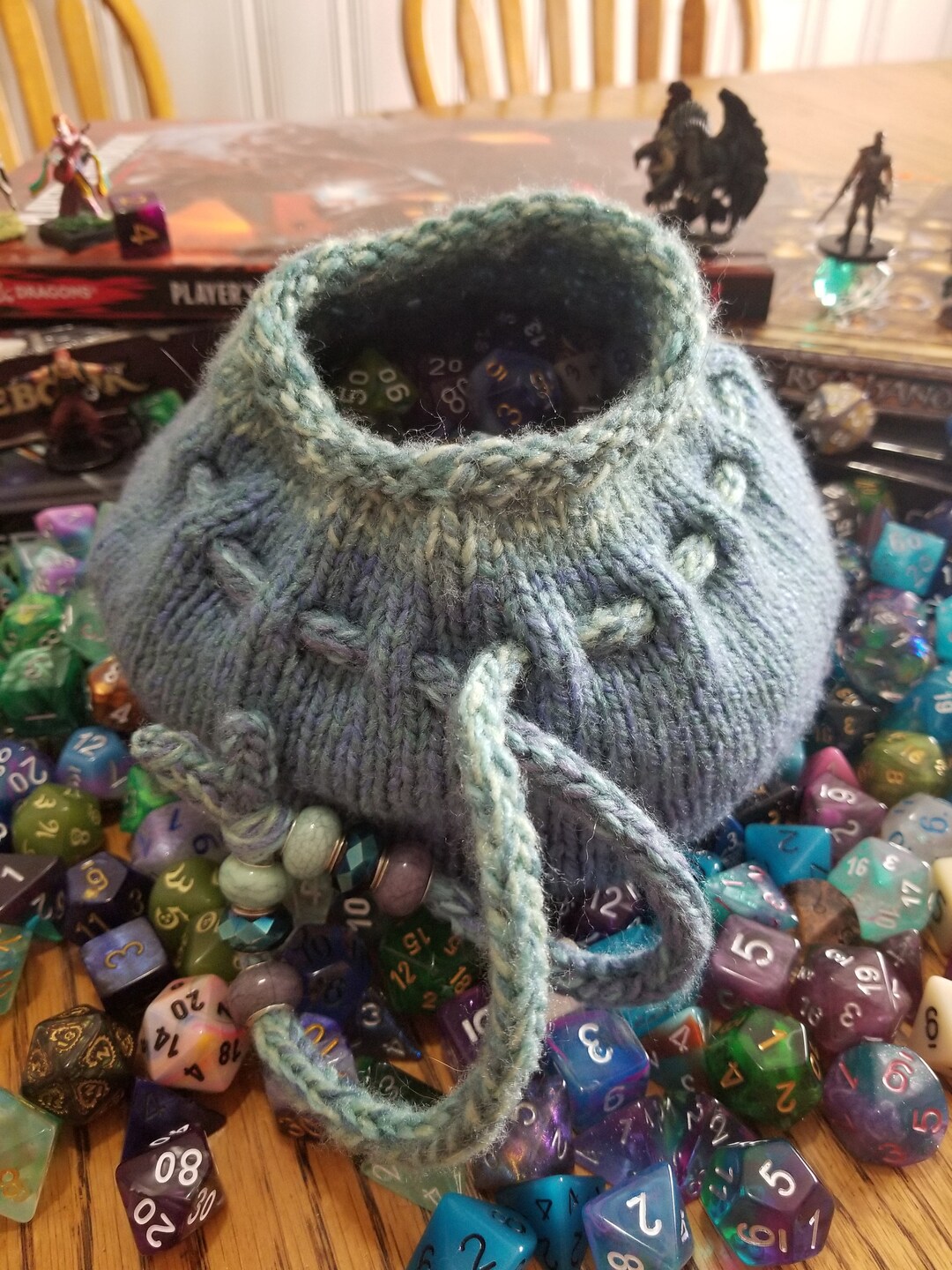 Lagoon Hand Knit Dice Bag Etsy