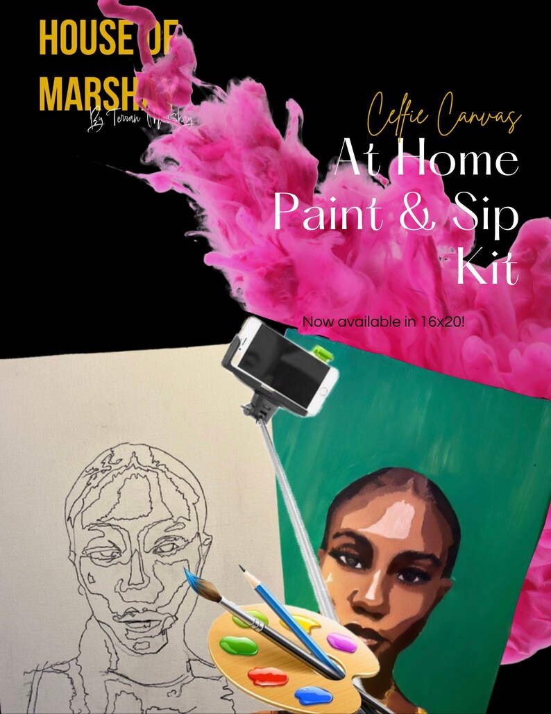 At Home Selfie Paint and Sip Kit Etsy