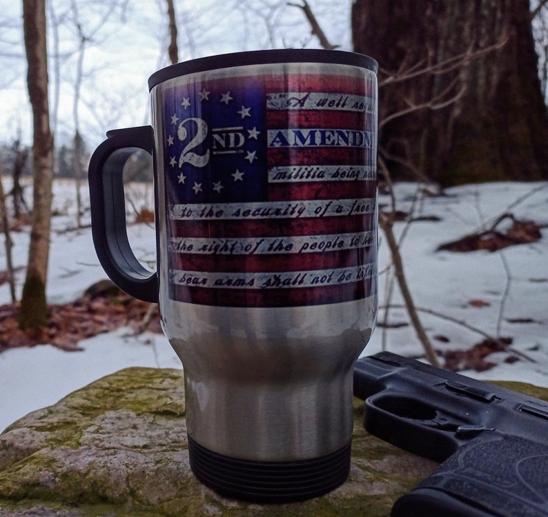 14 oz. Stainless Steel Travel Mug Tumbler 2nd Amendment 2A 14 oz. Stainless Steel Travel Mug Tumbler 2nd Amendment 2A