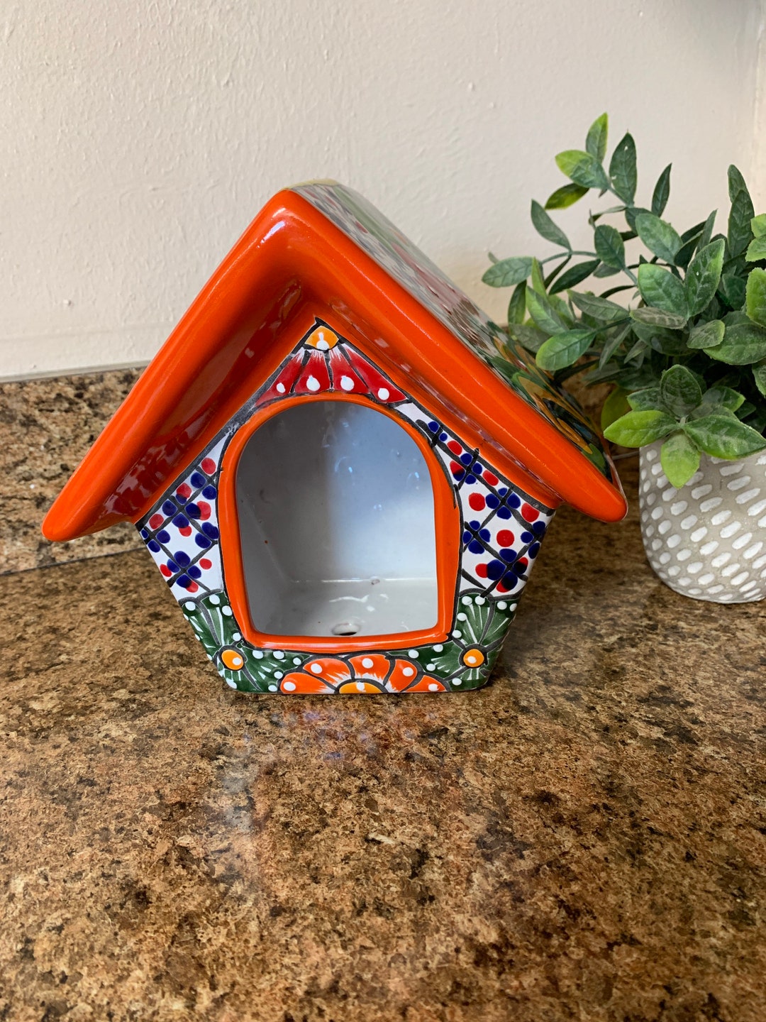 Mexican Talavera Pottery Yard Garden Art Birdhouse Bird Feeder Etsy