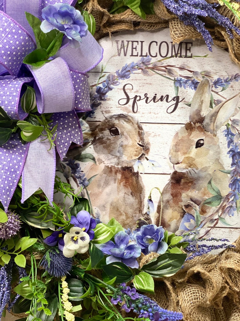 Spring Animal Wreath Spring Wreath - Purple With Bunnies - Etsy