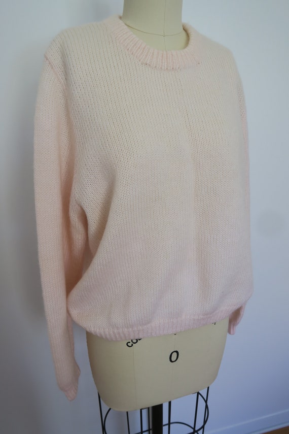 Pale Pink Handknit Wool Vintage Jumper - image 6