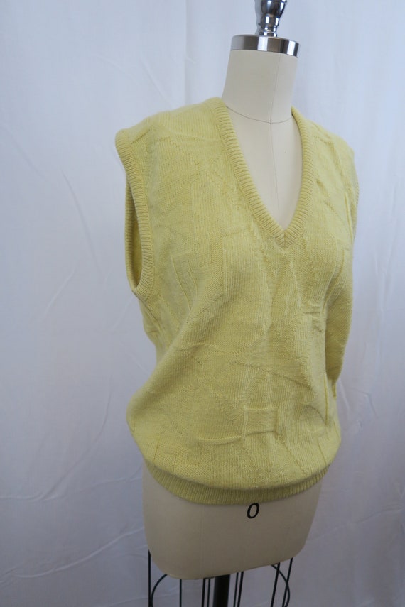 Vintage Butter Yellow Textured Knit Wool Sweater … - image 3