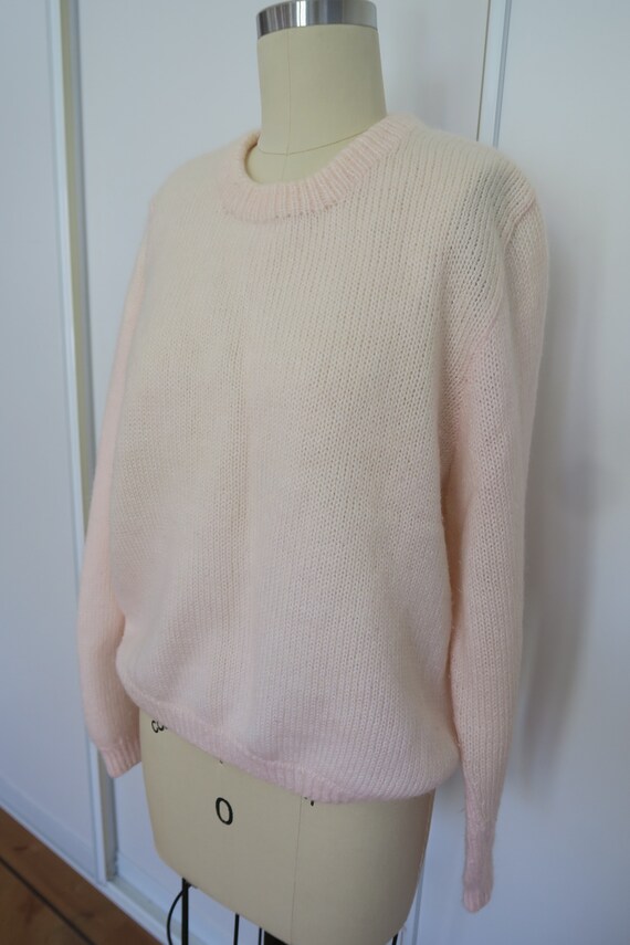 Pale Pink Handknit Wool Vintage Jumper - image 4