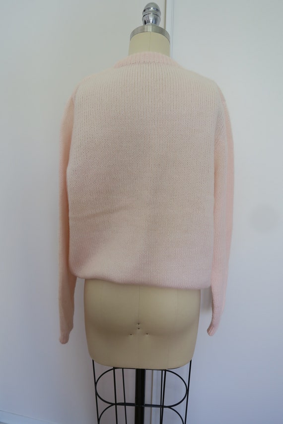 Pale Pink Handknit Wool Vintage Jumper - image 10