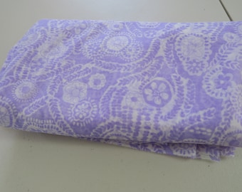 Vintage Purple Floral Pattern Sheer Netting Fabric 60s 70s