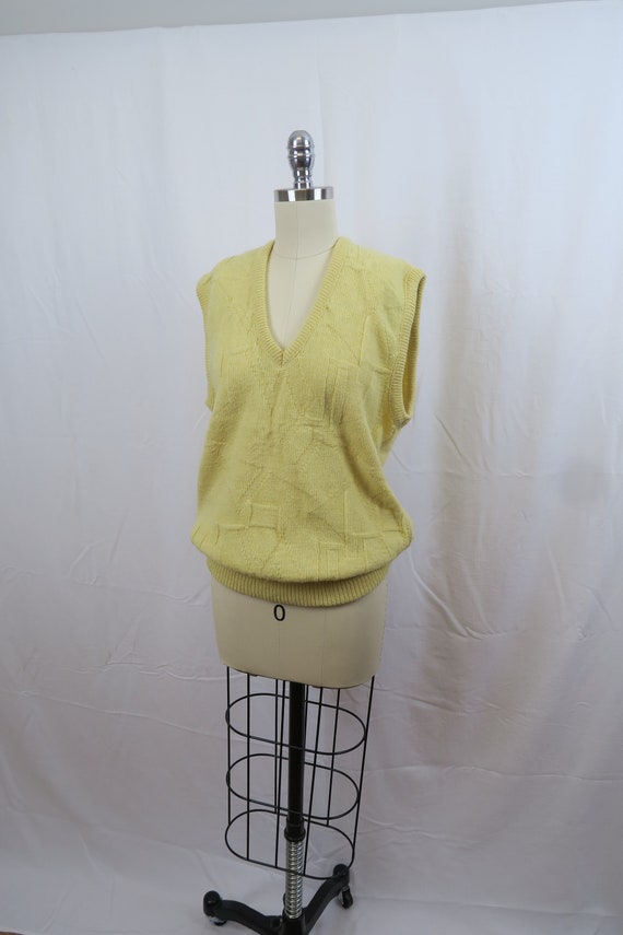 Vintage Butter Yellow Textured Knit Wool Sweater … - image 1